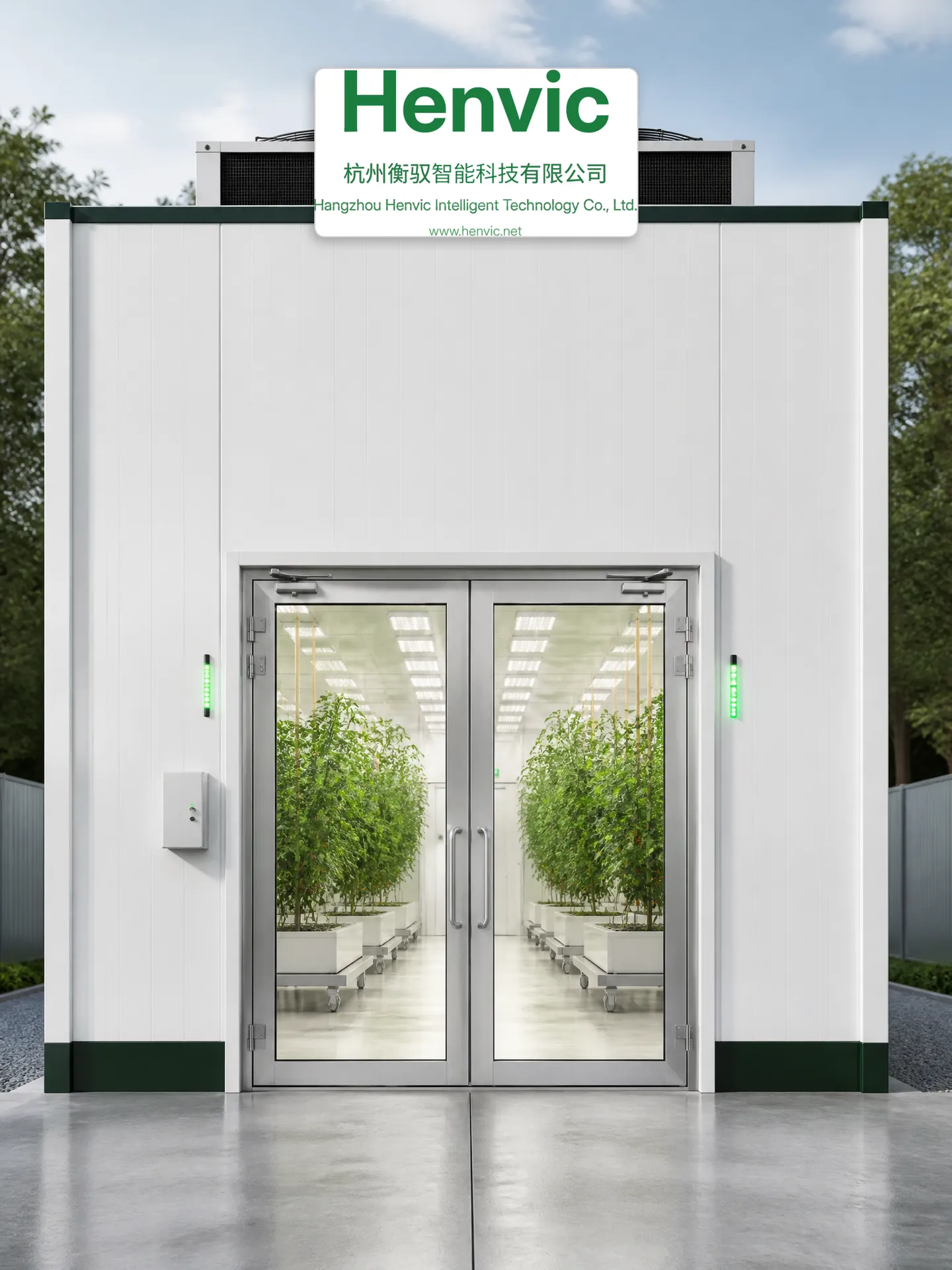 Exterior de la cabina inteligente de cultivo de frutas y hortalizas de gran formato
